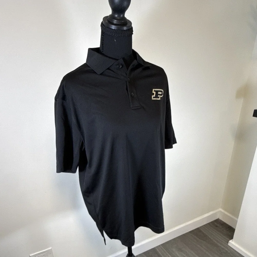 MINT CONDITION Men's Black Solid PERDUE Polo Shirt M Short Sleeve  collar